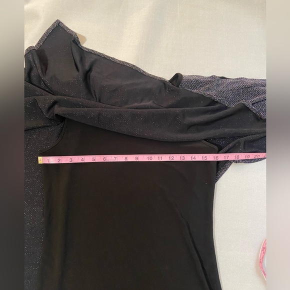 Joseph Ribkoff Tunic Size 6 Black Silver Metallic Dolma Sleeves - Picture 7 of 10